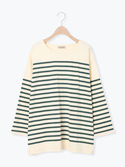 Samansa Mos2「パネルボーダーロングスリーブカットソー」|Tシャツ・カットソー|グリーン