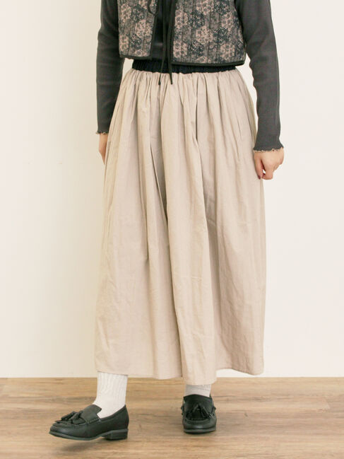Samansa Mos2「配色ベルトギャザースカート」|スカート|ベージュ