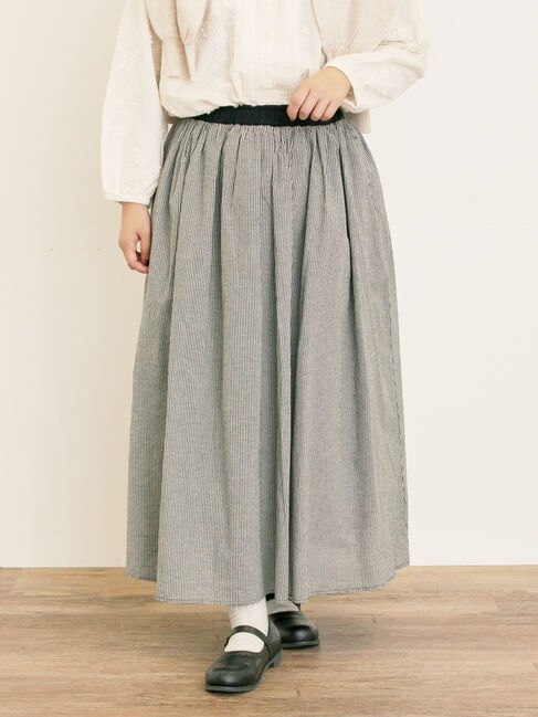 Samansa Mos2「配色ベルトギャザースカート」|スカート|ブラック