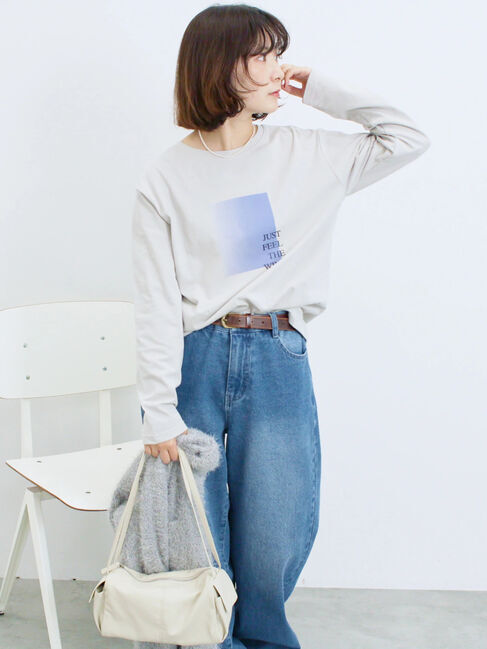 Samansa Mos2 blue「スクエアプリントプルオーバー」|Tシャツ・カットソー|