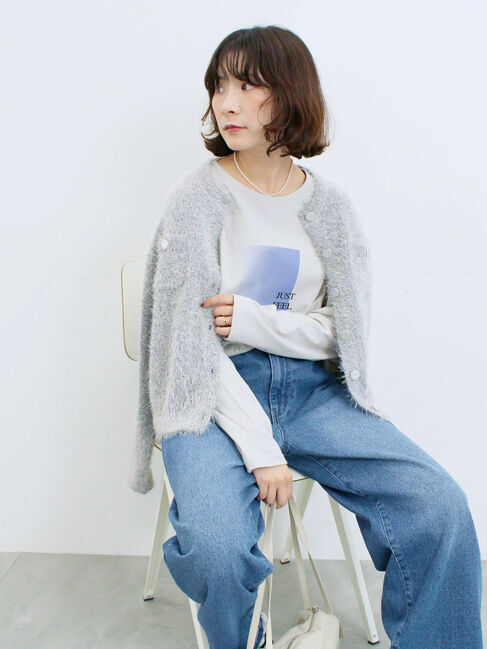 Samansa Mos2 blue「スクエアプリントプルオーバー」|Tシャツ・カットソー|