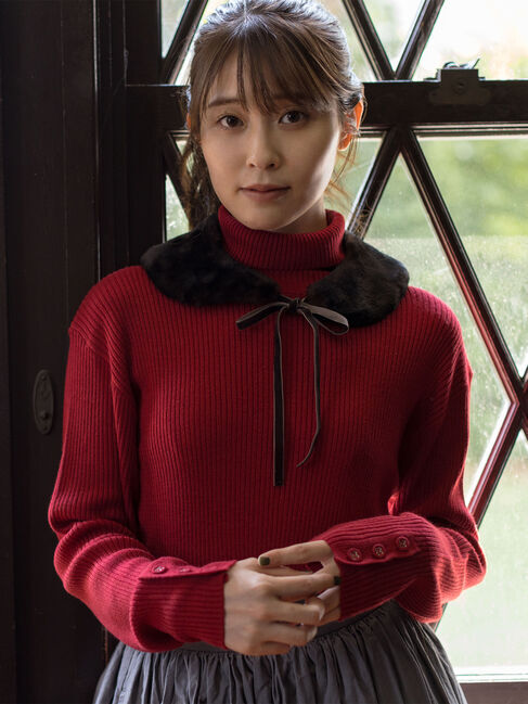 Samansa Mos2「【ゆべし&times;Samansa Mos2】ティペット付リブニット」|ニット・セーター|