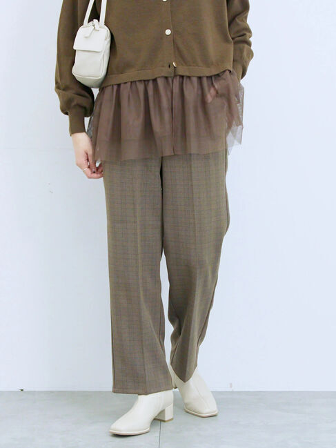 Samansa Mos2 blue「カチオン染めチェックパンツ」|その他|