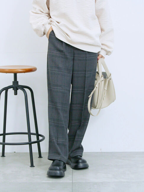 Samansa Mos2 blue「カチオン染めチェックパンツ」|その他|