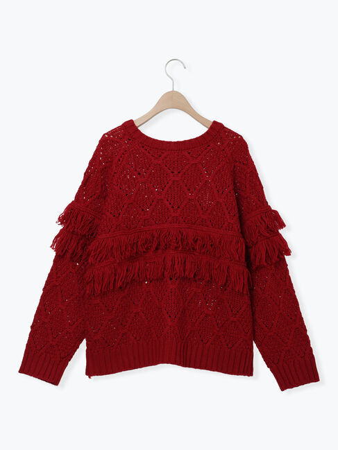 Samansa Mos2「【Fluffy Wool Blend】フリンジ前後2WAYニット」|カーディガン|