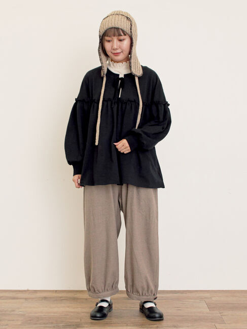 Samansa Mos2「ミニ裏毛切替ギャザープルオーバー」|Tシャツ・カットソー|