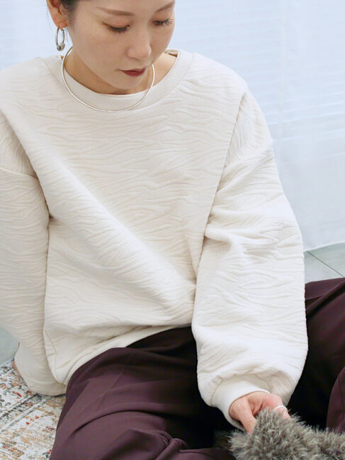 Samansa Mos2 blue「ジャガードダンボールプルオーバー」|Tシャツ・カットソー|キナリ