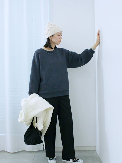 Samansa Mos2 blue「ジャガードダンボールプルオーバー」|Tシャツ・カットソー|