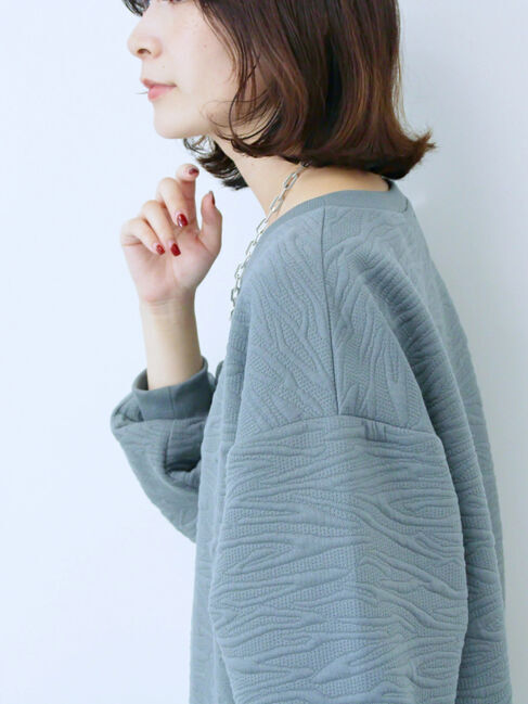 Samansa Mos2 blue「ジャガードダンボールプルオーバー」|Tシャツ・カットソー|