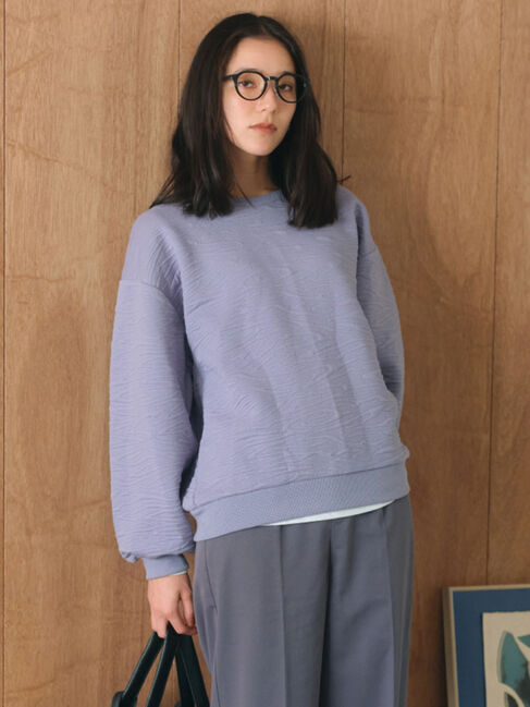 Samansa Mos2 blue「ジャガードダンボールプルオーバー」|Tシャツ・カットソー|