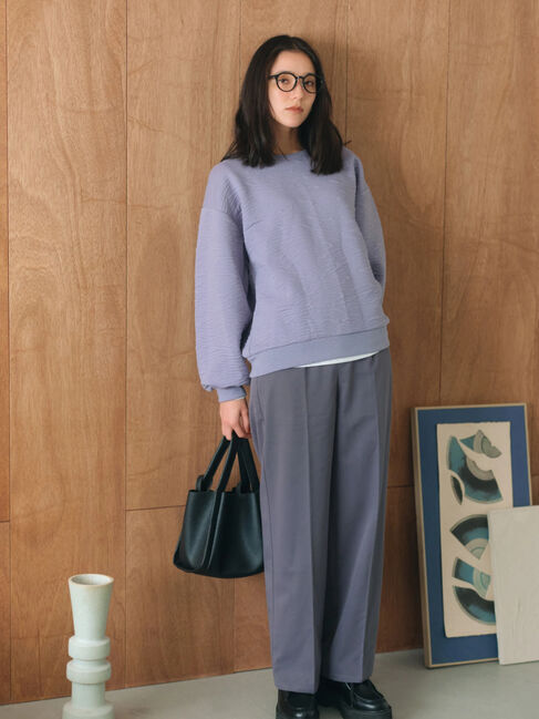 Samansa Mos2 blue「ジャガードダンボールプルオーバー」|Tシャツ・カットソー|