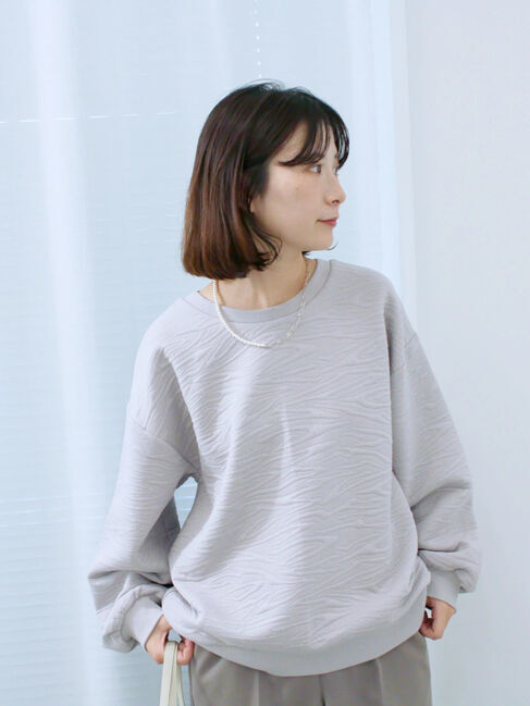 Samansa Mos2 blue「ジャガードダンボールプルオーバー」|Tシャツ・カットソー|