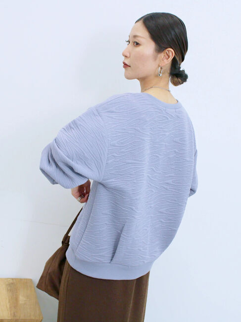 Samansa Mos2 blue「ジャガードダンボールプルオーバー」|Tシャツ・カットソー|