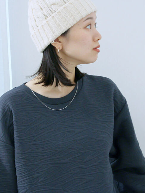 Samansa Mos2 blue「ジャガードダンボールプルオーバー」|Tシャツ・カットソー|