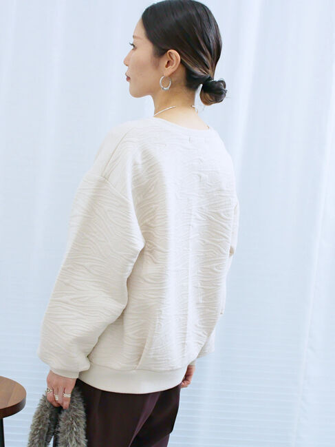 Samansa Mos2 blue「ジャガードダンボールプルオーバー」|Tシャツ・カットソー|