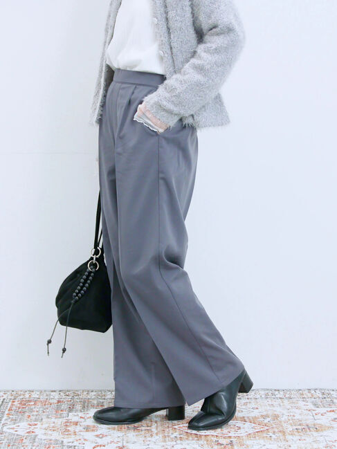 Samansa Mos2 blue「裏起毛ストレートパンツ」|その他|グレー