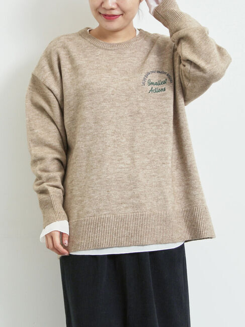 SM2「ロゴ刺繍ニットプルオーバー」|ニット・セーター|ベージュ