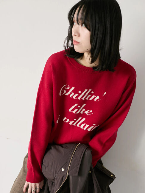 Samansa Mos2 blue「【Hug knit】ロゴプルオーバー」|ニット・セーター|