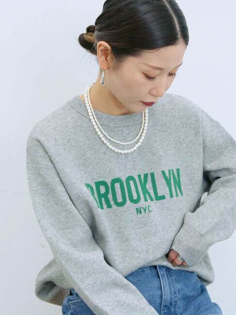 Samansa Mos2 blue「【Hug knit】ロゴプルオーバー」|ニット・セーター|