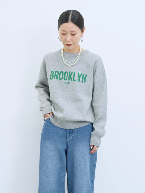 Samansa Mos2 blue「【Hug knit】ロゴプルオーバー」|ニット・セーター|