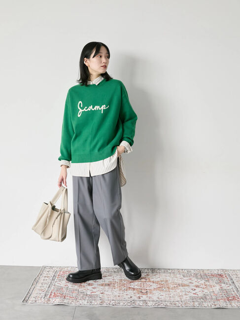 Samansa Mos2 blue「【Hug knit】ロゴプルオーバー」|ニット・セーター|