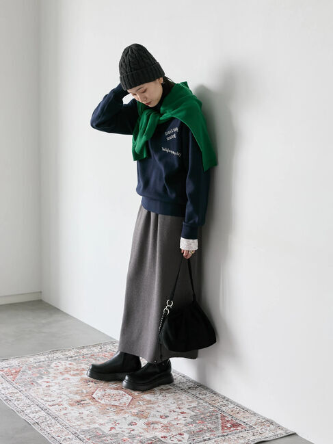 Samansa Mos2 blue「【Hug knit】ロゴプルオーバー」|ニット・セーター|