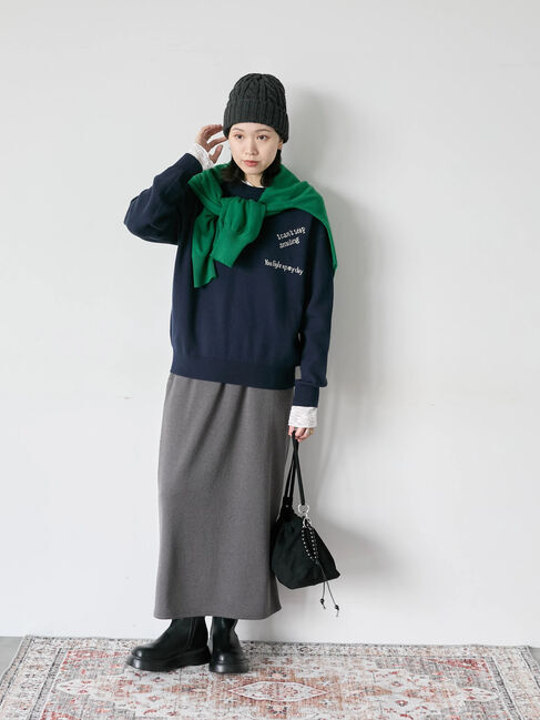 Samansa Mos2 blue「【Hug knit】ロゴプルオーバー」|ニット・セーター|