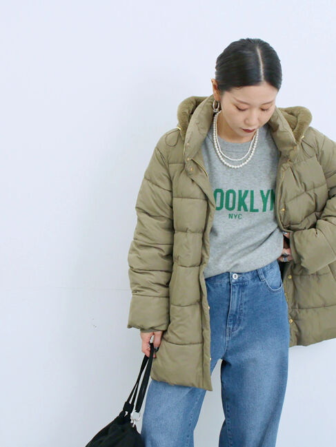 Samansa Mos2 blue「【Hug knit】ロゴプルオーバー」|ニット・セーター|