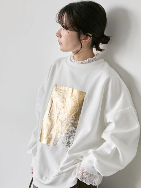 Samansa Mos2 blue「◎箔プリントスウェット」|Tシャツ・カットソー|オフホワイト