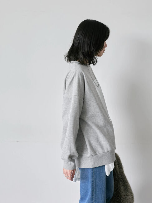 Samansa Mos2 blue「◎箔プリントスウェット」|Tシャツ・カットソー|