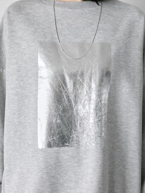 Samansa Mos2 blue「◎箔プリントスウェット」|Tシャツ・カットソー|