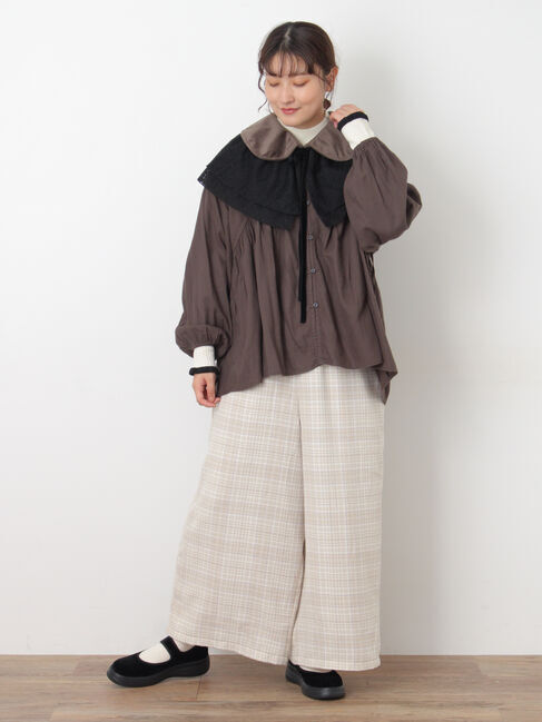 Samansa Mos2「【M/Lサイズ】チェック柄ワイドパンツ」|その他|