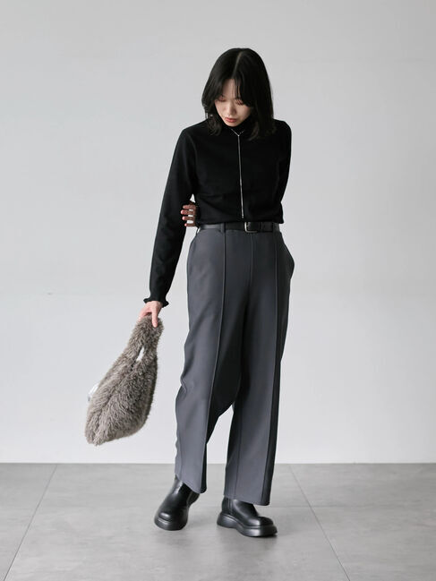 Samansa Mos2 blue「カットジョーゼット裏ボンディングパンツ」|その他|