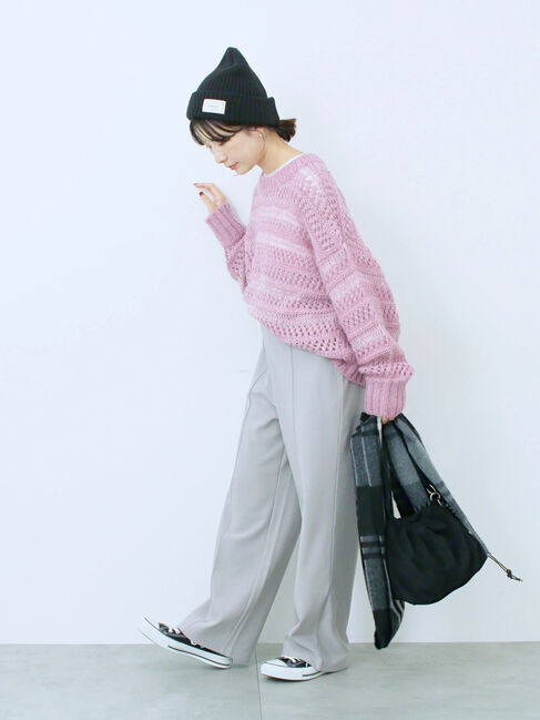 Samansa Mos2 blue「カットジョーゼット裏ボンディングパンツ」|その他|