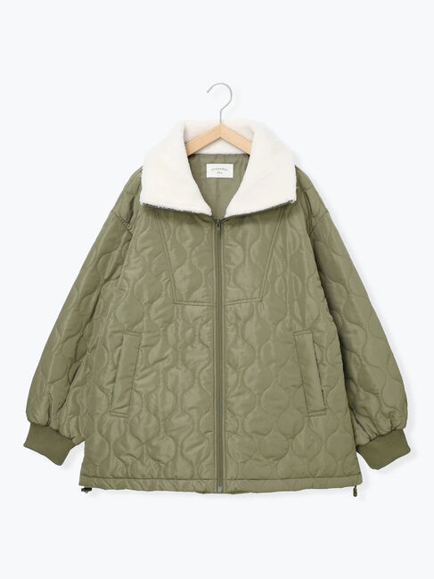 Samansa Mos2 blue「衿ボアキルトジャケット」|その他|