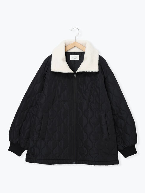 Samansa Mos2 blue「衿ボアキルトジャケット」|その他|