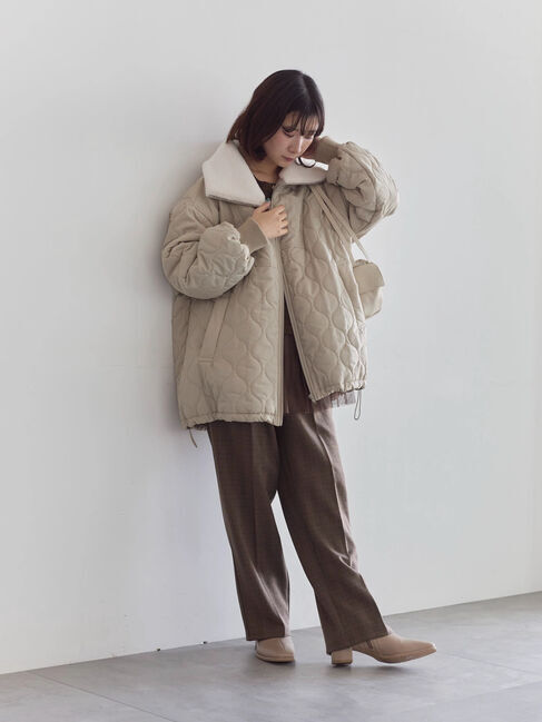 Samansa Mos2 blue「衿ボアキルトジャケット」|その他|