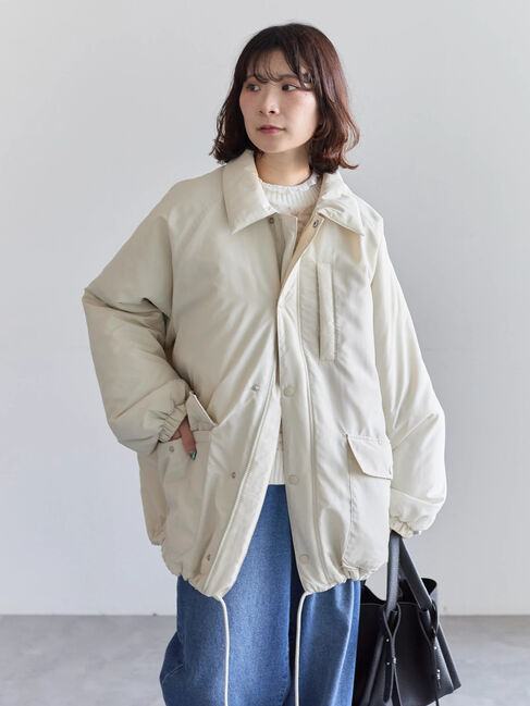 Samansa Mos2 blue「襟付中綿ブルゾン」|ブルゾン・スタジャン|