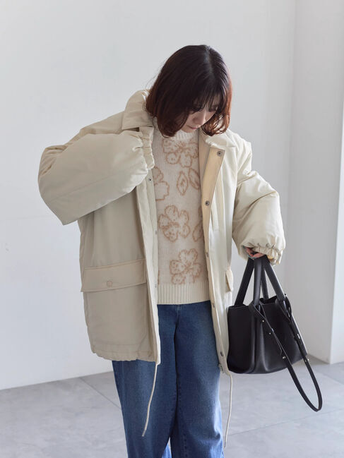 Samansa Mos2 blue「襟付中綿ブルゾン」|ブルゾン・スタジャン|