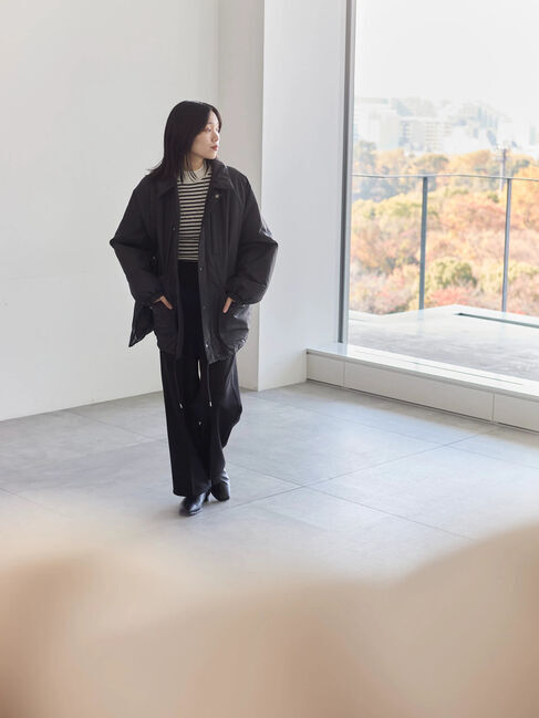 Samansa Mos2 blue「襟付中綿ブルゾン」|ブルゾン・スタジャン|