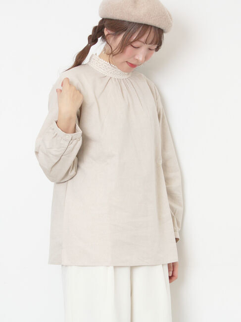 Samansa Mos2「【保温加工】襟レースブラウス」|シャツ・ブラウス|