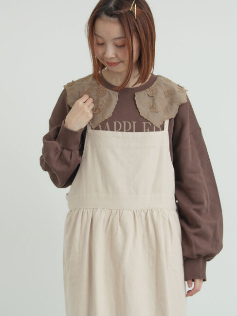 Samansa Mos2「裏毛3Dレース襟付きスウェット」|Tシャツ・カットソー|ブラウン