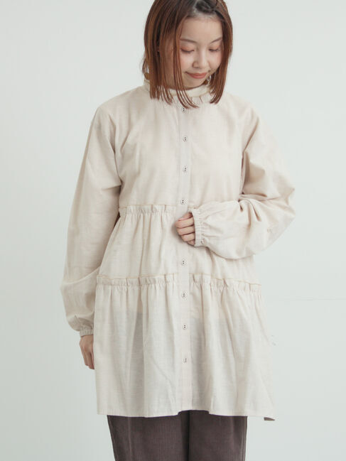 Samansa Mos2「柄アソートティアードフリルチュニック」|シャツ・ブラウス|