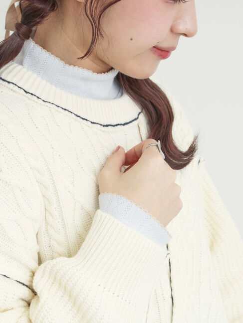 Samansa Mos2「パターンメッシュタートルインナー」|Tシャツ・カットソー|ブルー