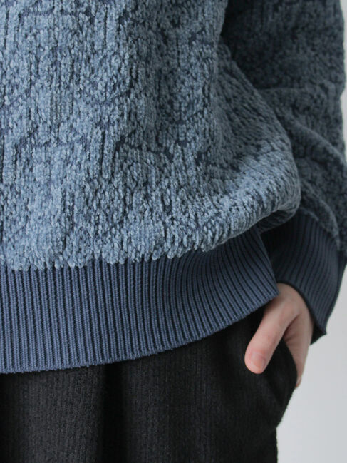 Samansa Mos2 blue「ジャカードモールニットプルオーバー」|ニット・セーター|