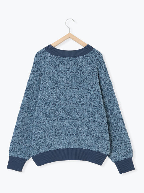 Samansa Mos2 blue「ジャカードモールニットプルオーバー」|ニット・セーター|