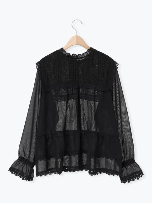 Samansa Mos2「裾フリルティアードレースブラウス」|シャツ・ブラウス|