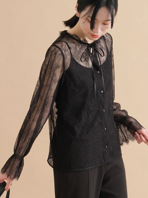 sm2rhythm「レースボウタイブラウス」|シャツ・ブラウス|ブラック
