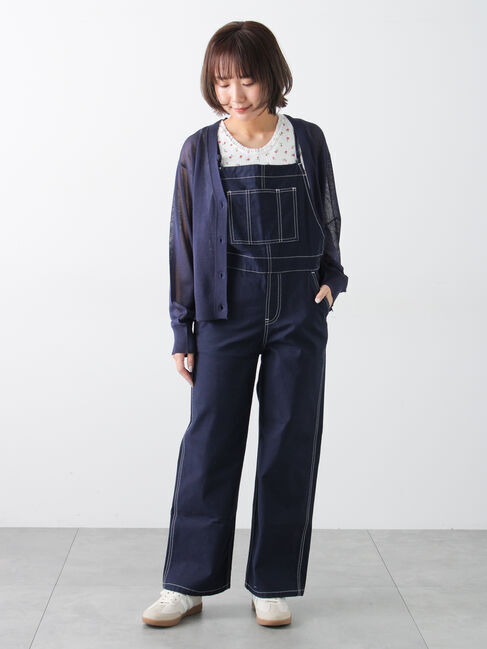 Samansa Mos2「配色ステッチサロペット」|その他|ネイビー