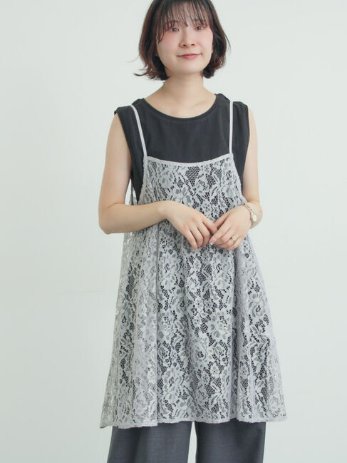 Samansa Mos2「前後2WAYレースキャミソール」|シャツ・ブラウス|グレー